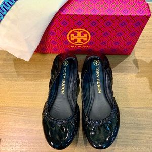 Tory Burch Eddie Black Patent Flat